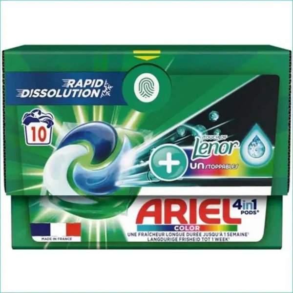 ARIEL ΚΑΨΟΥΛΕΣ 10ΤΜΧ ALL IN ONE COLOR & LENOR 236gr