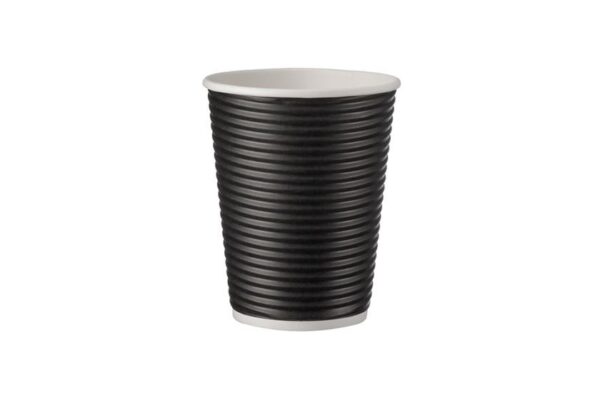 Ποτήρια χάρτινα διπλού τοιχώματος 14oz RIPPLE μαύρα 25τμχ
