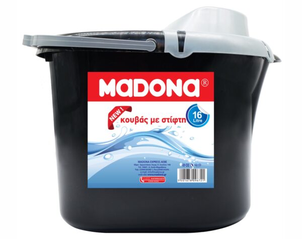 Κουβάς Οβάλ με Στίφτη Μαύρος Madona (16 lt)