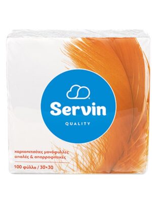 Χαρτοπετσέτα Servin λευκή μονόφυλλη /30*30/ 100τμχ